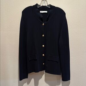 Zara Elegant Black Jacket with Gold Buttons